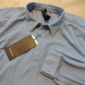 Lululemon Commission Long Sleeve Buttondown XXL Dress Mens Casual Shirt New Blue